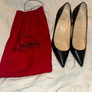 Christian Louboutin Black Leather Pumps with Red Dust Bag